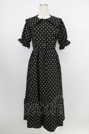 画像: m petit by misako / 梨地水玉半袖ワンピース S 黒 T-26-03-21-040-LO-OP-SA-ZT