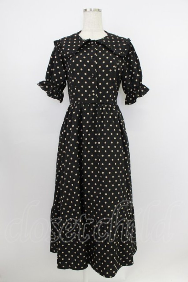 画像1: m petit by misako / 梨地水玉半袖ワンピース S 黒 T-26-03-21-040-LO-OP-SA-ZT (1)