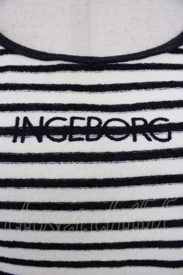 画像4: INGEBORG / パイル地ボーダーロゴタンクトップ  ブラック T-26-03-21-004-LO-TO-SA-ZT (4)