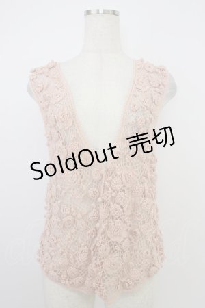 画像: PINK HOUSE / カメリアモチーフニットベスト  ピンク T-26-03-21-006-LO-TO-SA-ZT