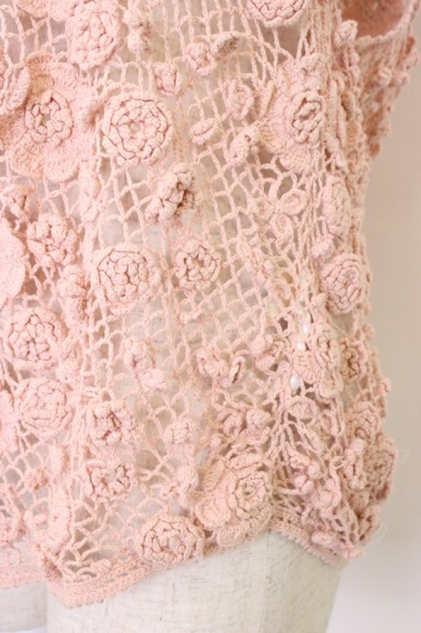 画像4: PINK HOUSE / カメリアモチーフニットベスト  ピンク T-26-03-21-006-LO-TO-SA-ZT (4)