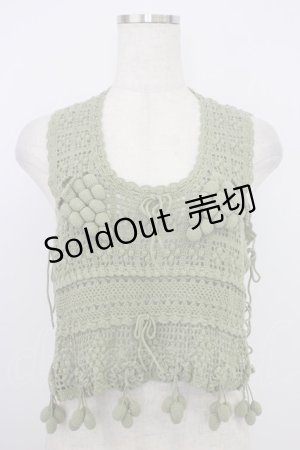 画像: PINK HOUSE / ぶどうモチーフノースリーブニットトップス  グリーン T-26-03-21-007-LO-TO-SA-ZT