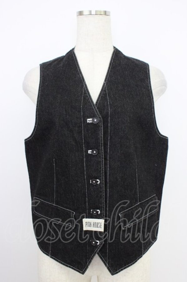 画像1: PINK HOUSE / デニムベスト  ブラック T-26-03-21-010-LO-TO-SA-ZT (1)