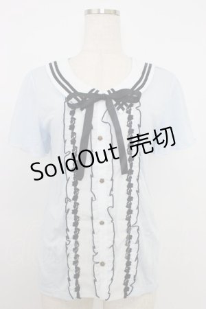 画像: axes femme / バイカラーブラウス風プルオーバー M サックス T-26-03-21-011-AX-TO-SA-ZT