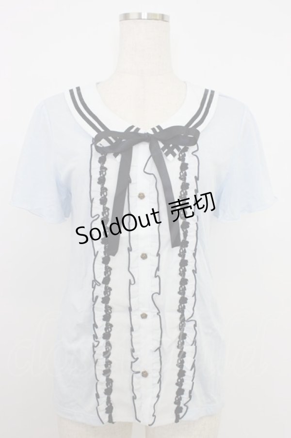 画像1: axes femme / バイカラーブラウス風プルオーバー M サックス T-26-03-21-011-AX-TO-SA-ZT (1)