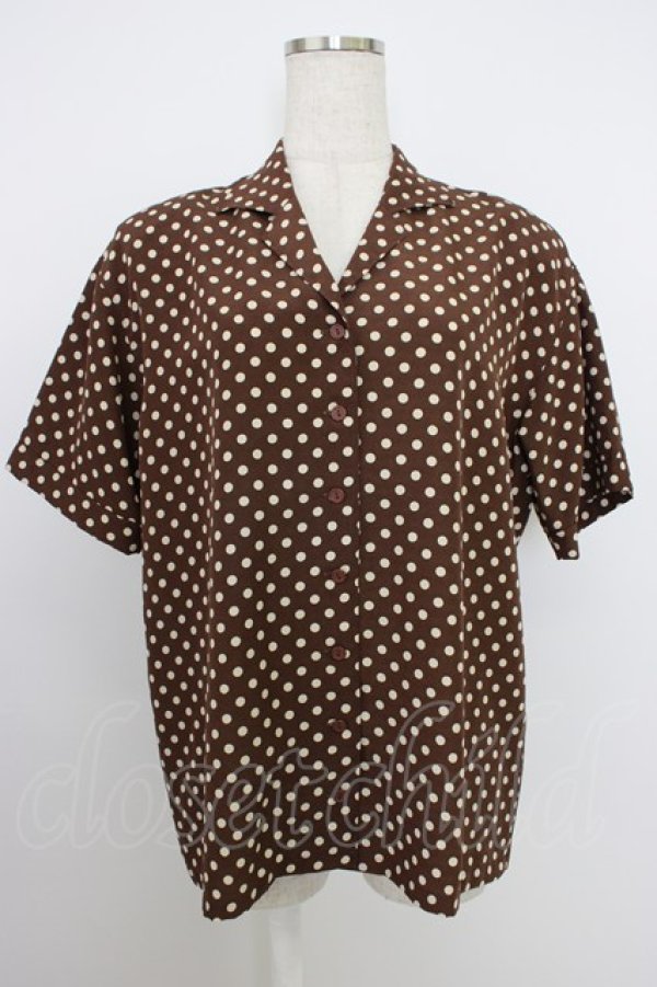 画像1: PINK HOUSE / ドット柄半袖開襟ブラウス  ブラウン T-26-03-21-014-LO-BL-SA-ZT (1)