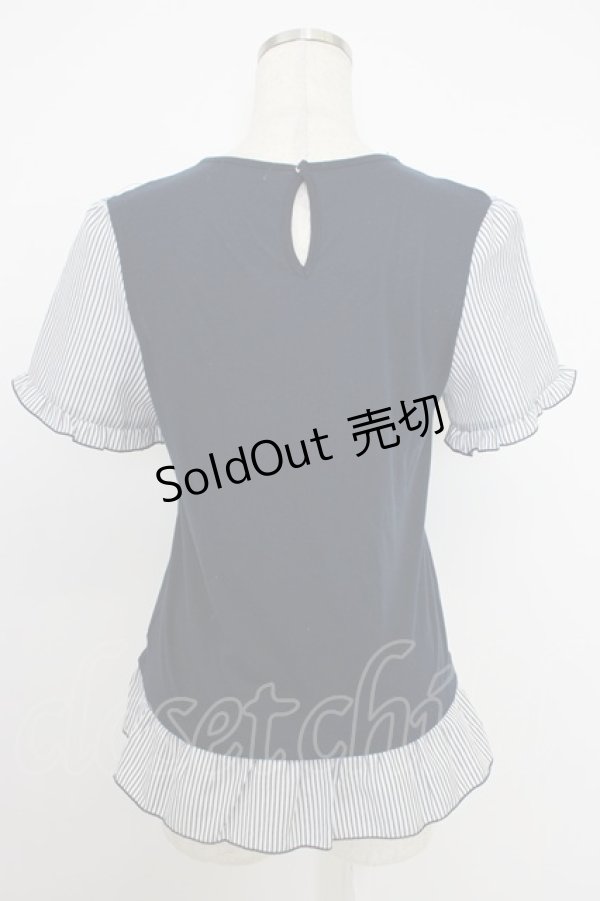 画像2: axes femme / フロント編み上げ半袖トップス  ネイビー T-26-03-21-015-AX-TO-SA-ZT (2)