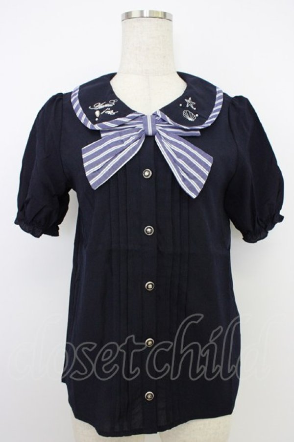 画像1: axes femme POETIQUE / パイピングデザインブラウス M コン T-26-03-21-018-AX-BL-SA-ZT (1)