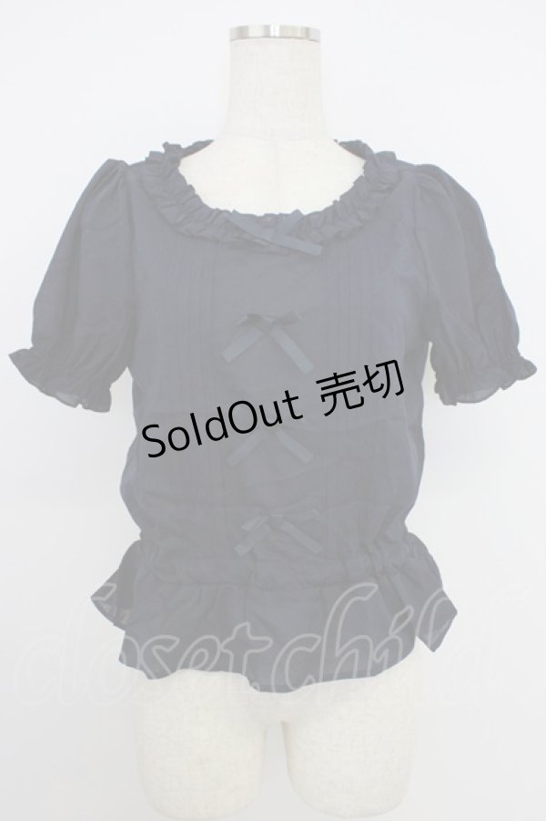 画像1: axes femme POETIQUE / リボンピンタックデザインブラウス M コン T-26-03-21-019-AX-BL-SA-ZT (1)