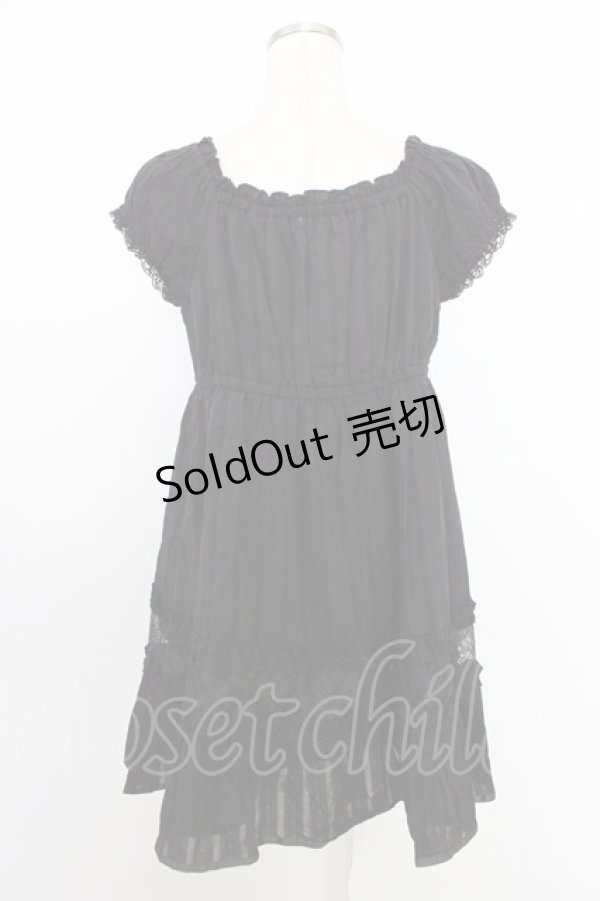 画像2: axes femme / はしごレースリボン半袖チュニック  黒 T-26-03-21-022-AX-TO-SA-ZT (2)