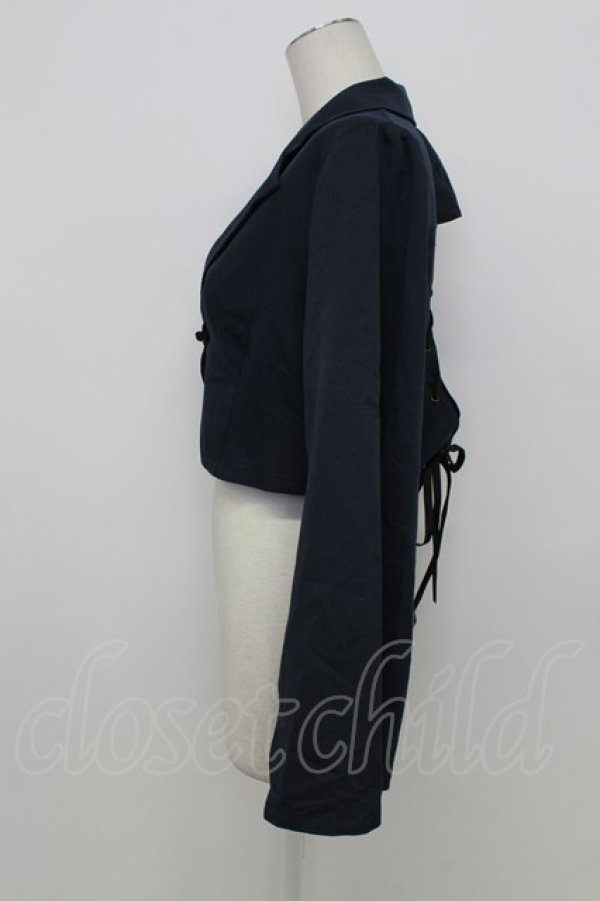 画像3: axes femme POETIQUE / チャイナボタンショートジャケット M ネイビー T-26-03-23-020-AX-JA-SA-ZT (3)