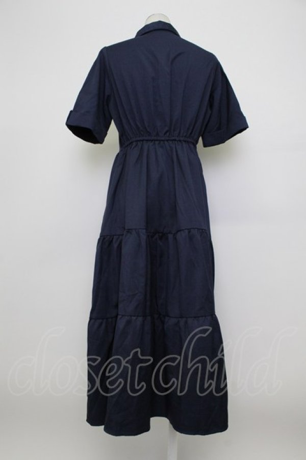 画像2: axes femme / ポケット付ティアードワンピース  ネイビー T-26-03-23-023-AX-OP-SA-ZT (2)