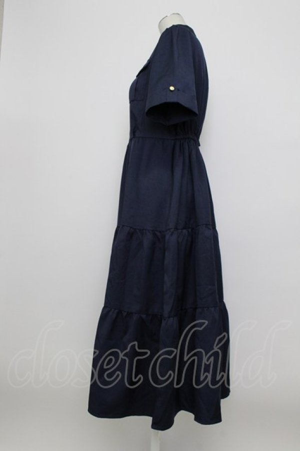 画像3: axes femme / ポケット付ティアードワンピース  ネイビー T-26-03-23-023-AX-OP-SA-ZT (3)