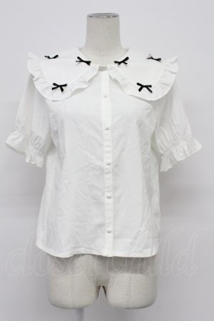 画像: axes femme POETIQUE / プチリボンビッグ襟ブラウス M ホワイト T-26-03-23-003-AX-BL-SA-ZT