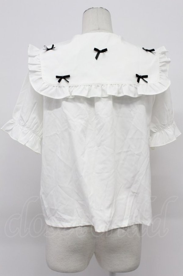 画像2: axes femme POETIQUE / プチリボンビッグ襟ブラウス M ホワイト T-26-03-23-003-AX-BL-SA-ZT (2)