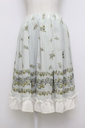 画像: axes femme / 薔薇プリントシフォンスカート  ミント T-26-03-23-032-AX-SK-SZ-ZT