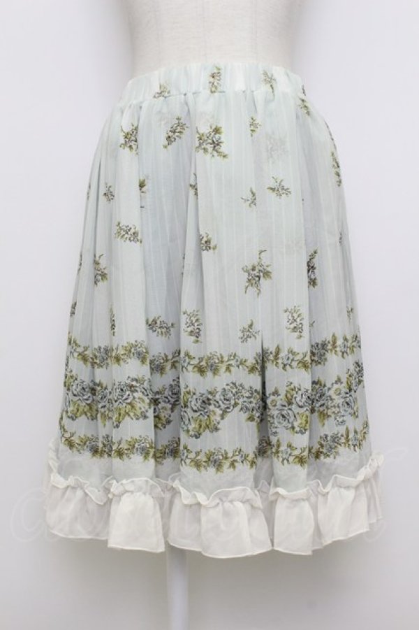 画像1: axes femme / 薔薇プリントシフォンスカート  ミント T-26-03-23-032-AX-SK-SZ-ZT (1)