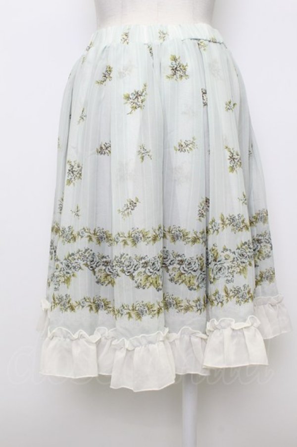画像2: axes femme / 薔薇プリントシフォンスカート  ミント T-26-03-23-032-AX-SK-SZ-ZT (2)