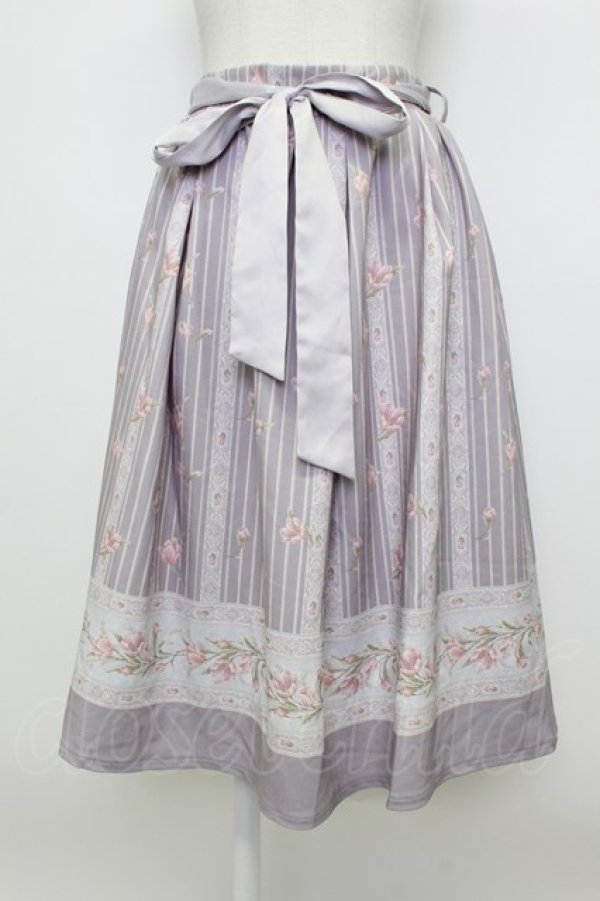 画像1: axes femme / チューリップ柄ミドルスカート  ラベンダー T-26-03-23-035-AX-SK-SZ-ZT (1)