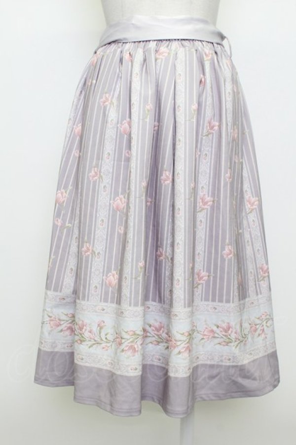 画像2: axes femme / チューリップ柄ミドルスカート  ラベンダー T-26-03-23-035-AX-SK-SZ-ZT (2)