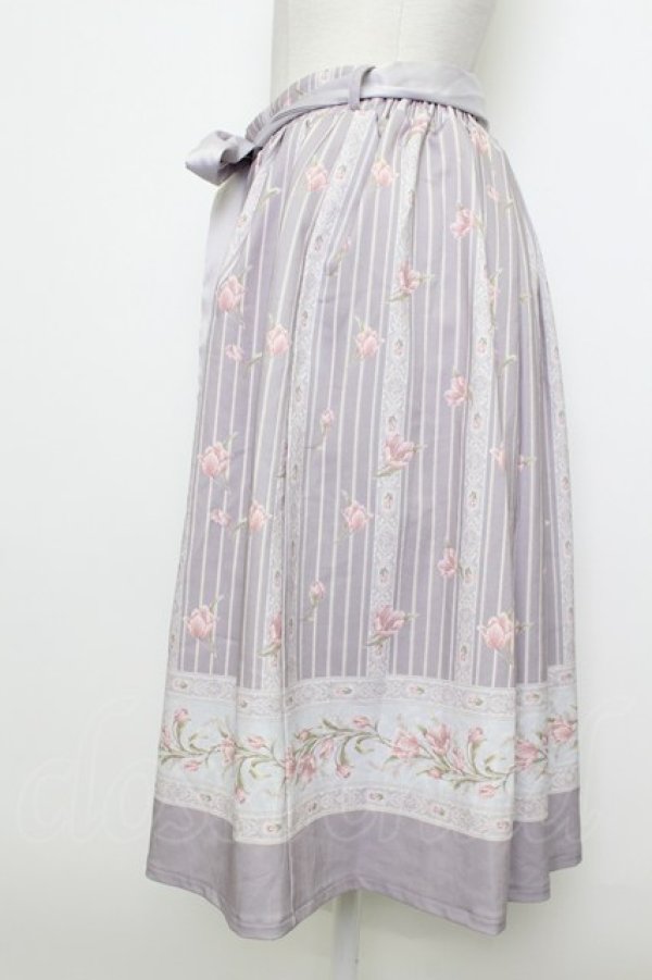 画像3: axes femme / チューリップ柄ミドルスカート  ラベンダー T-26-03-23-035-AX-SK-SZ-ZT (3)