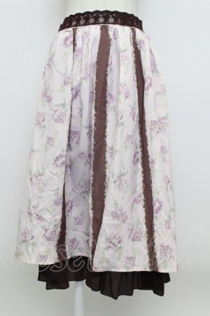 画像: axes femme / フラワーストライプスカート  ピンク T-26-03-23-037-AX-SK-SZ-ZT