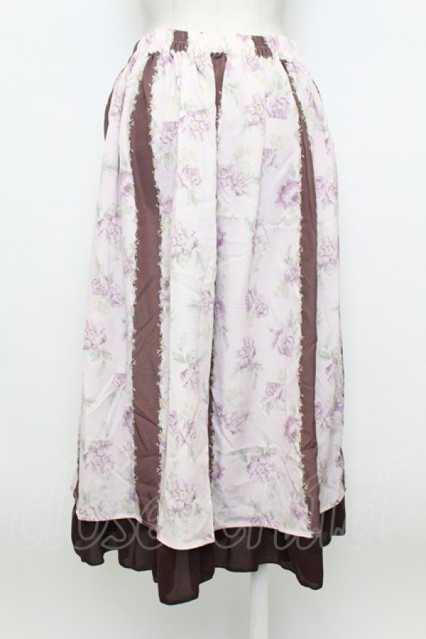 画像2: axes femme / フラワーストライプスカート  ピンク T-26-03-23-037-AX-SK-SZ-ZT (2)