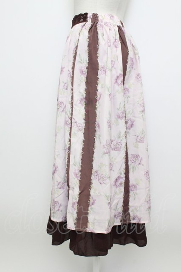 画像3: axes femme / フラワーストライプスカート  ピンク T-26-03-23-037-AX-SK-SZ-ZT (3)