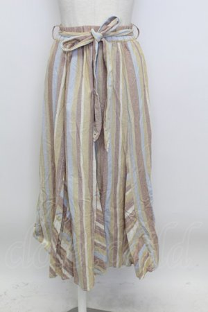 画像: axes femme / マルチストライプスカート  ベージュ系 T-26-03-23-039-AX-SK-IG-ZT