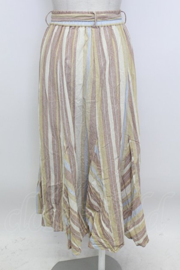 画像2: axes femme / マルチストライプスカート  ベージュ系 T-26-03-23-039-AX-SK-IG-ZT (2)