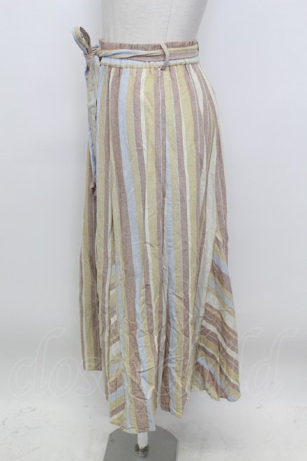 画像3: axes femme / マルチストライプスカート  ベージュ系 T-26-03-23-039-AX-SK-IG-ZT (3)