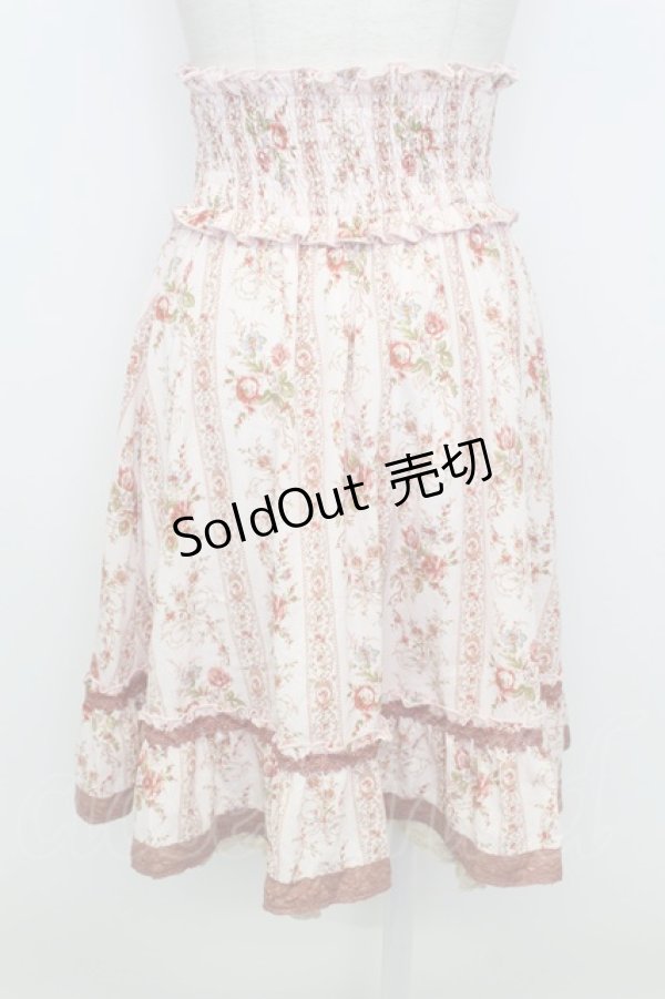 画像2: axes femme / 花柄編み上げハイウエストスカート  ピンク T-26-03-23-040-AX-SK-SZ-ZT (2)