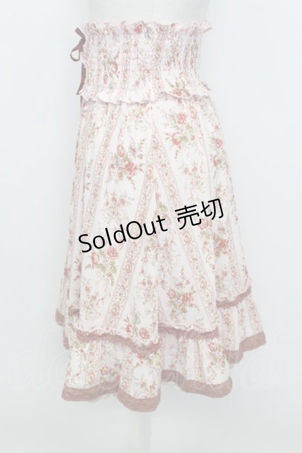 画像3: axes femme / 花柄編み上げハイウエストスカート  ピンク T-26-03-23-040-AX-SK-SZ-ZT (3)