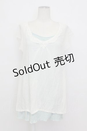 画像: axes femme / シフォレイヤードボーダーノースリーブ  サックス×オフ T-26-03-23-006-AX-TO-IG-ZT