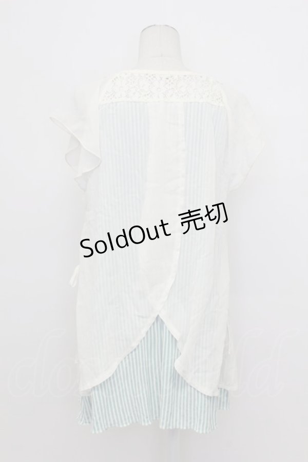 画像2: axes femme / シフォレイヤードボーダーノースリーブ  サックス×オフ T-26-03-23-006-AX-TO-IG-ZT (2)