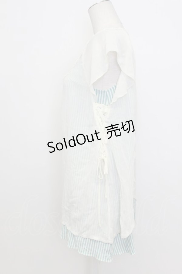 画像4: axes femme / シフォレイヤードボーダーノースリーブ  サックス×オフ T-26-03-23-006-AX-TO-IG-ZT (4)