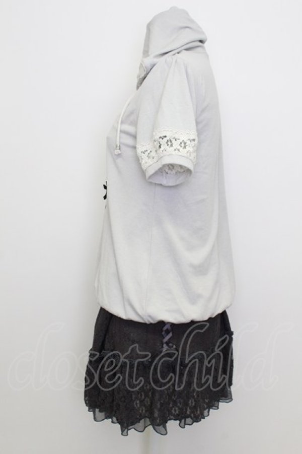 画像4: axes femme / ラメ英字プリント半袖パーカー&インナーキャミワンピースセット  グレー T-26-03-23-007-AX-TO-SA-ZT (4)