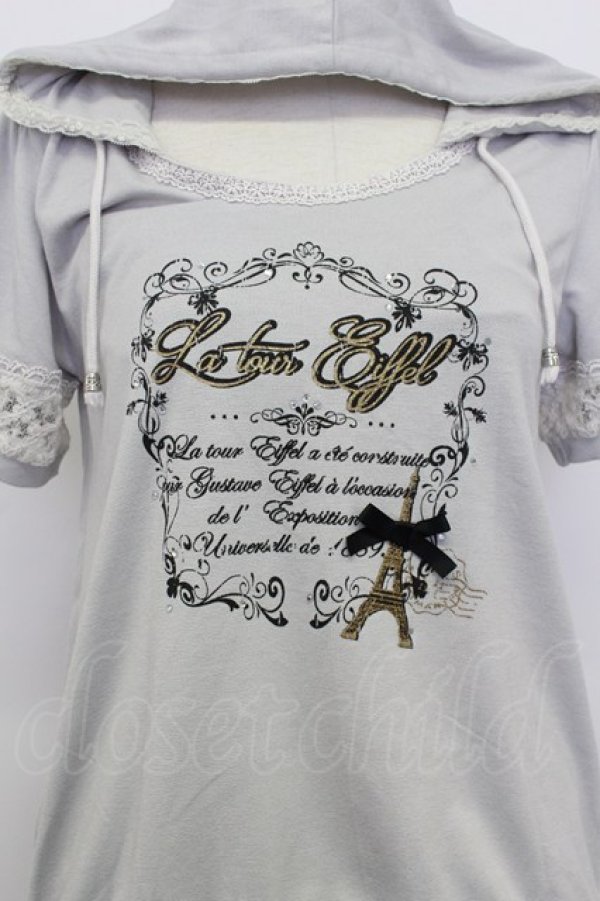 画像6: axes femme / ラメ英字プリント半袖パーカー&インナーキャミワンピースセット  グレー T-26-03-23-007-AX-TO-SA-ZT (6)