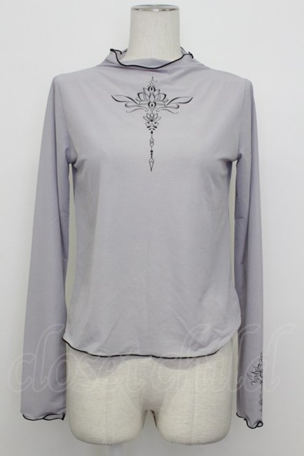 画像1: axes femme POETIQUE / ロータスタトゥー風シアープルオーバー M グレー T-26-03-23-008-AX-TO-SA-ZT (1)