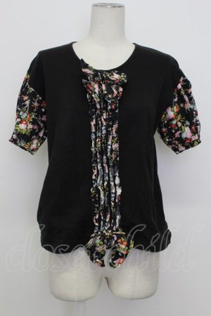 画像: PINK HOUSE / 花柄pt切替Tシャツ  ブラック T-26-03-23-009-LO-TS-SA-ZT