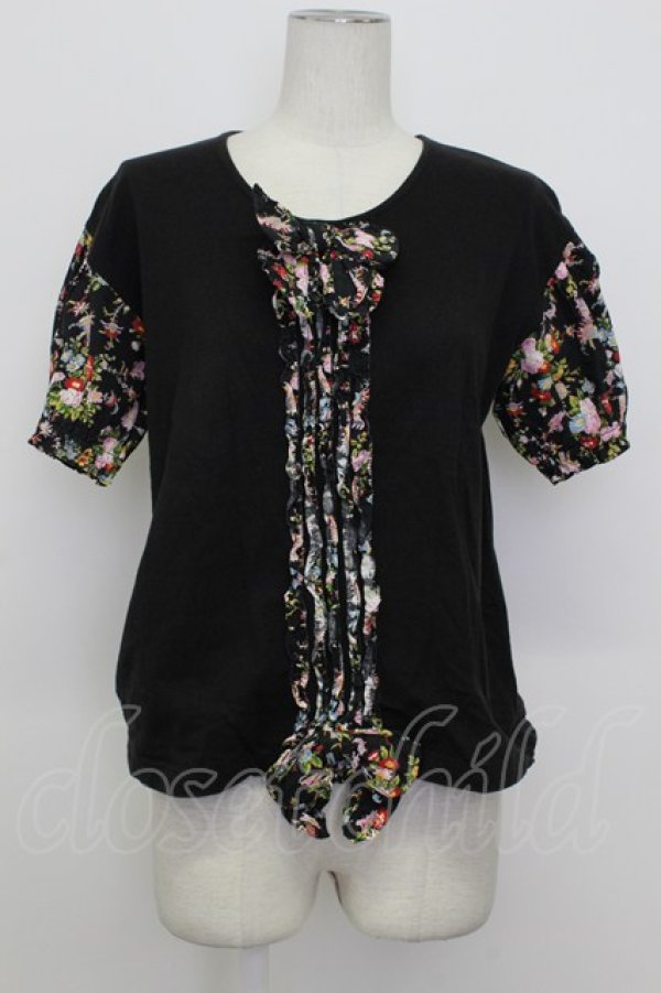 画像1: PINK HOUSE / 花柄pt切替Tシャツ  ブラック T-26-03-23-009-LO-TS-SA-ZT (1)