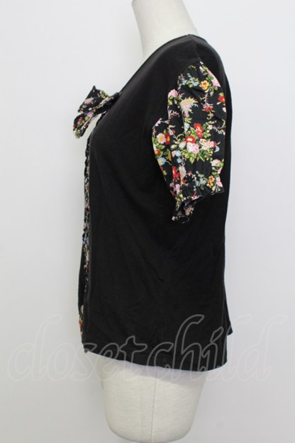 画像3: PINK HOUSE / 花柄pt切替Tシャツ  ブラック T-26-03-23-009-LO-TS-SA-ZT (3)