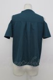 画像2: axes femme POETIQUE / ダークマリン肩開き刺繍ブラウス M ブルーグリーン T-26-03-23-011-AX-BL-SA-ZT (2)