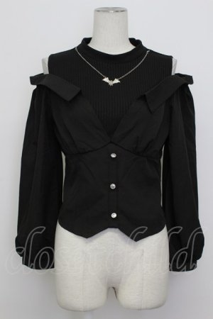 画像: axes femme POETIQUE / レイヤードデザインシャツ M ブラック T-26-03-23-012-AX-TO-SA-ZT