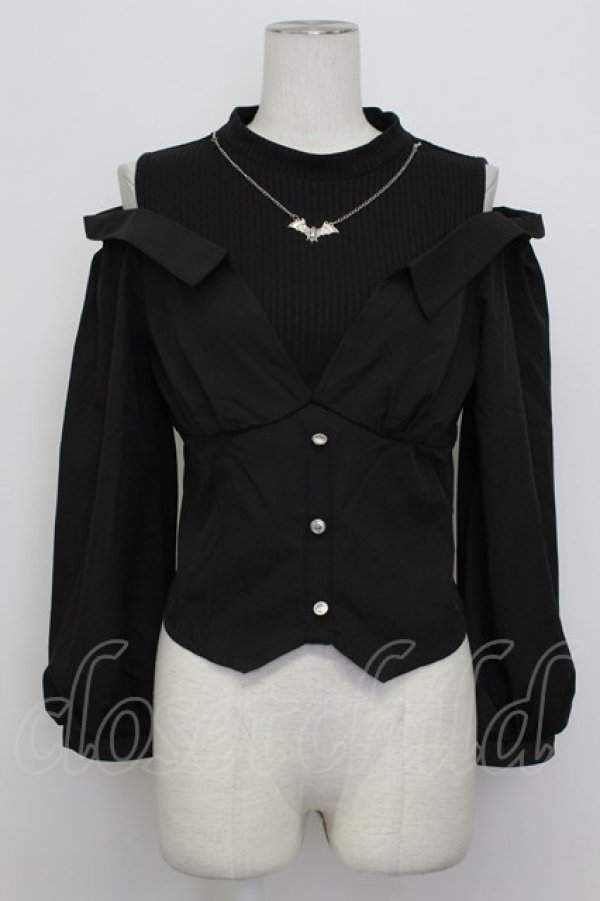 画像1: axes femme POETIQUE / レイヤードデザインシャツ M ブラック T-26-03-23-012-AX-TO-SA-ZT (1)