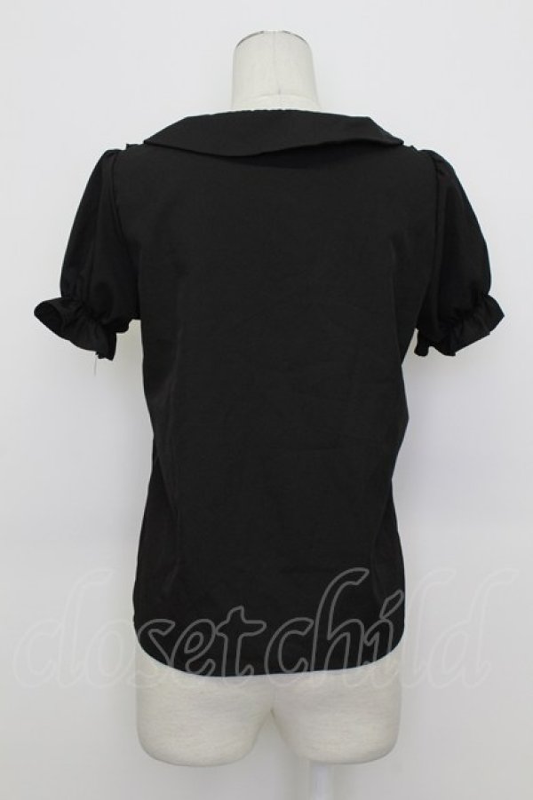 画像2: majoretty / サイド編み下げリボン半袖ブラウス  黒 T-26-03-23-013-GO-BL-SA-ZT (2)