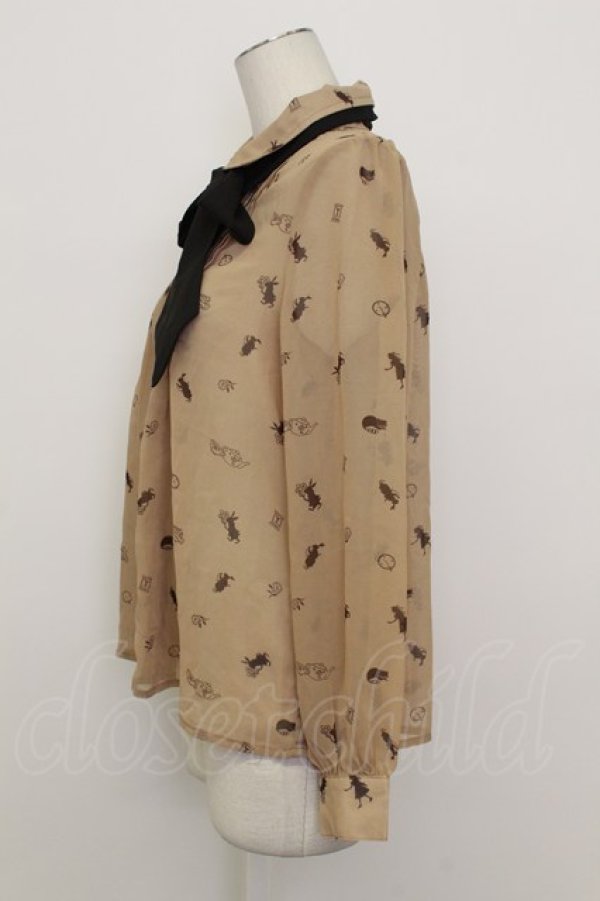 画像4: LOLITAその他(お買取対象外) / アリス風総柄ブラウス  ブラウン T-26-03-23-014-LO-BL-SA-ZT (4)