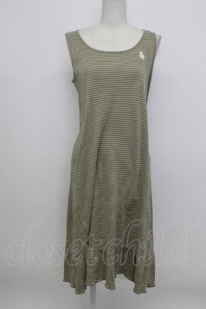 画像: PINK HOUSE / うさぎ刺繍ボーダーノースリーブワンピース  ベージュ×グリーン T-26-03-23-016-LO-OP-SA-ZT