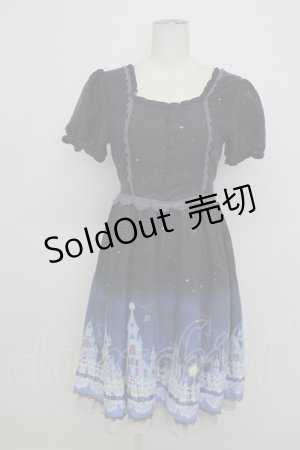 画像: axes femme / グラデーションお城柄ワンピース  ネイビー T-26-03-23-018-AX-OP-SA-ZT