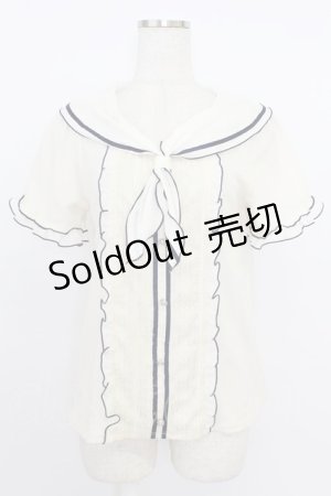 画像: axes femme POETIQUE / セーラー風半袖トップス  アイボリーＸネイビー T-26-03-24-001-AX-TO-SA-ZT